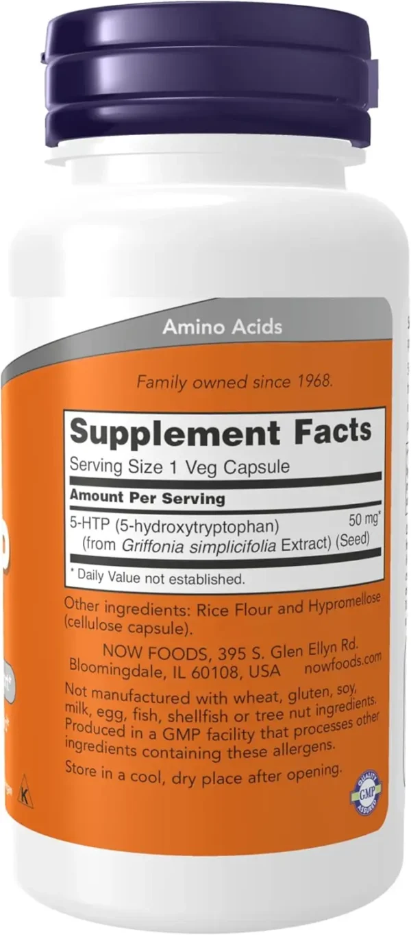 Now 5-HTP (50 mg) – 30 veg capsules - Image 3