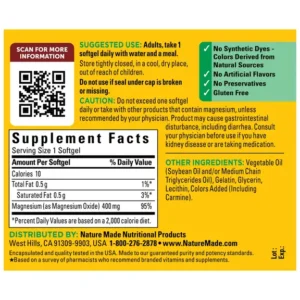 Nature Made extra strength Magnesium 1 facts