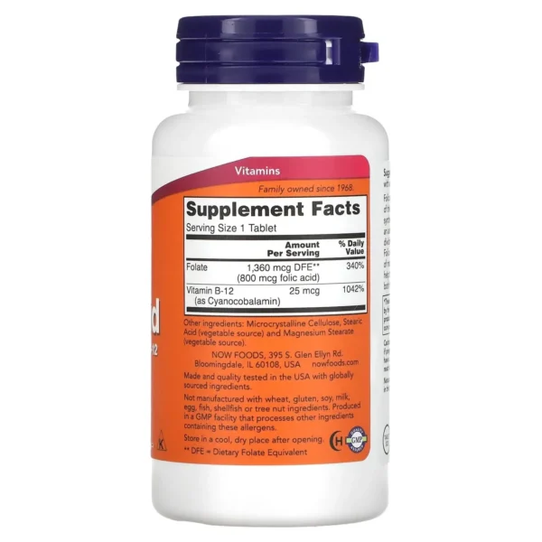NOW Folic Acid 800 mcg - Image 2