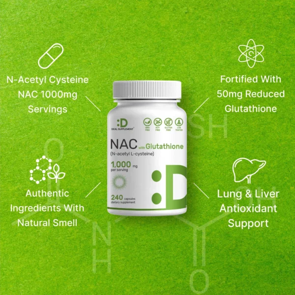 Deal Supplement NAC Supplement (N-Acetyl Cysteine) with Reduced Glutathione - Image 2