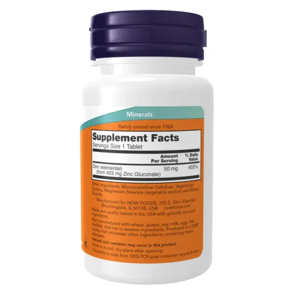 NOW Foods Zinc 50 mg - Image 2
