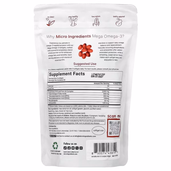 Micro Ingredients Mega Omega-3 Krill & Fish Oil
